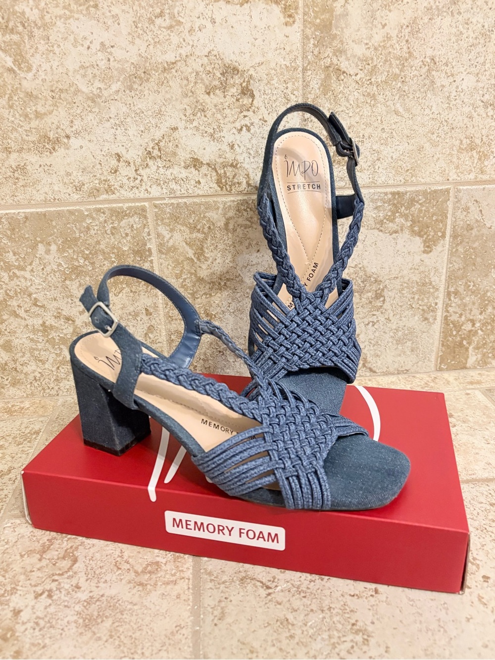 Impo Braided Block Heel Sandals - Denim Blue